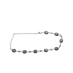 Western Silver Tone Concho Chain Belt Scalloped Diamond Sunburst Etched Boho